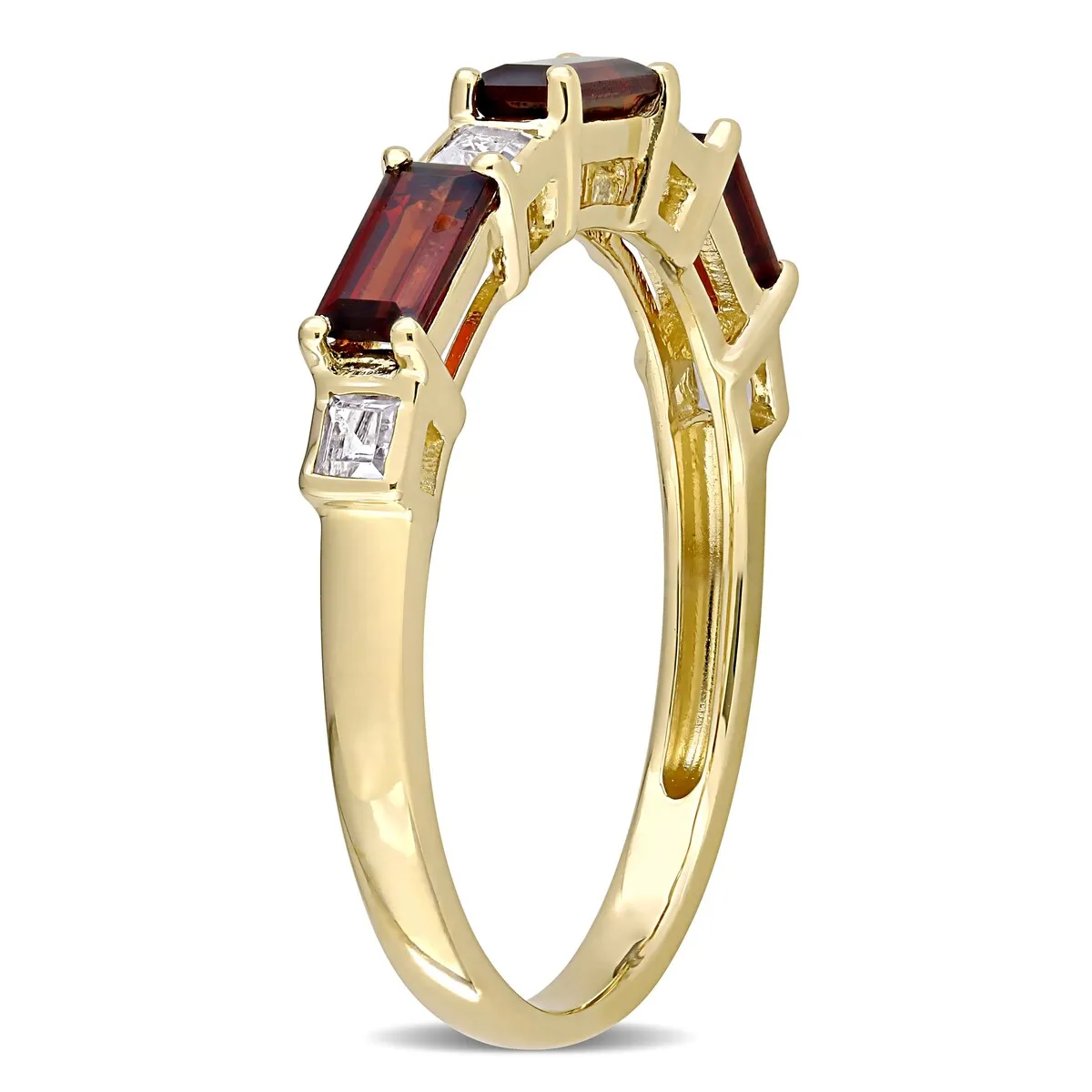 Miadora 10k Yellow Gold Baguette & Square-cut Garnet & White Topaz Stackable Eternity Wedding Band sold by Zulily product image thumbnail 2
