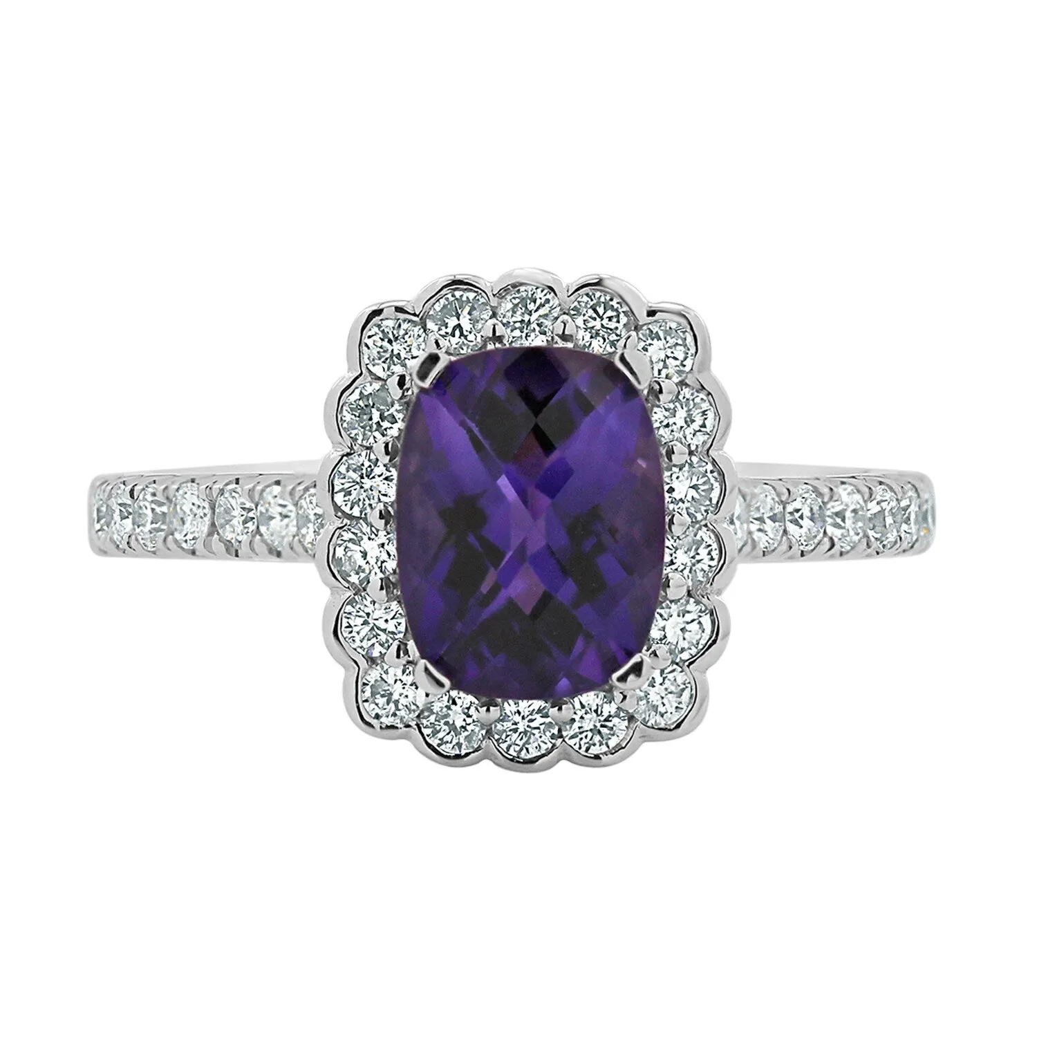 Auriya Vintage 3/4ct Cushion-cut Purple Amethyst Halo Diamond Engagement Ring 1/2ctw 14k Gold sold by Zulily product image thumbnail 2