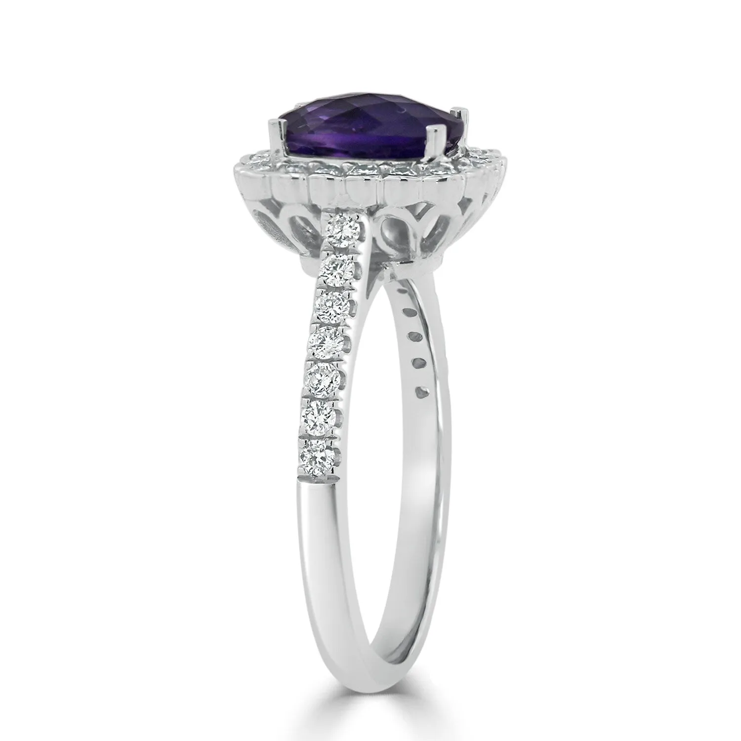 Auriya Vintage 3/4ct Cushion-cut Purple Amethyst Halo Diamond Engagement Ring 1/2ctw 14k Gold sold by Zulily product image thumbnail 4