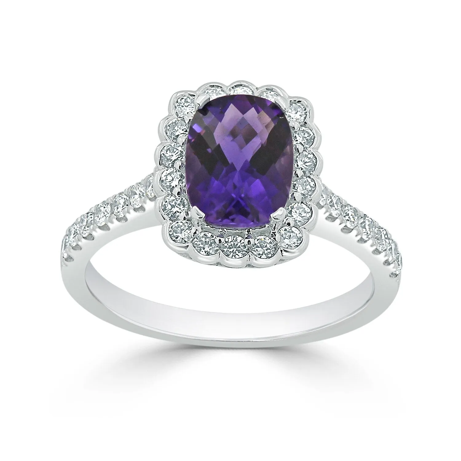 Auriya Vintage 3/4ct Cushion-cut Purple Amethyst Halo Diamond Engagement Ring 1/2ctw 14k Gold sold by Zulily product image thumbnail 3