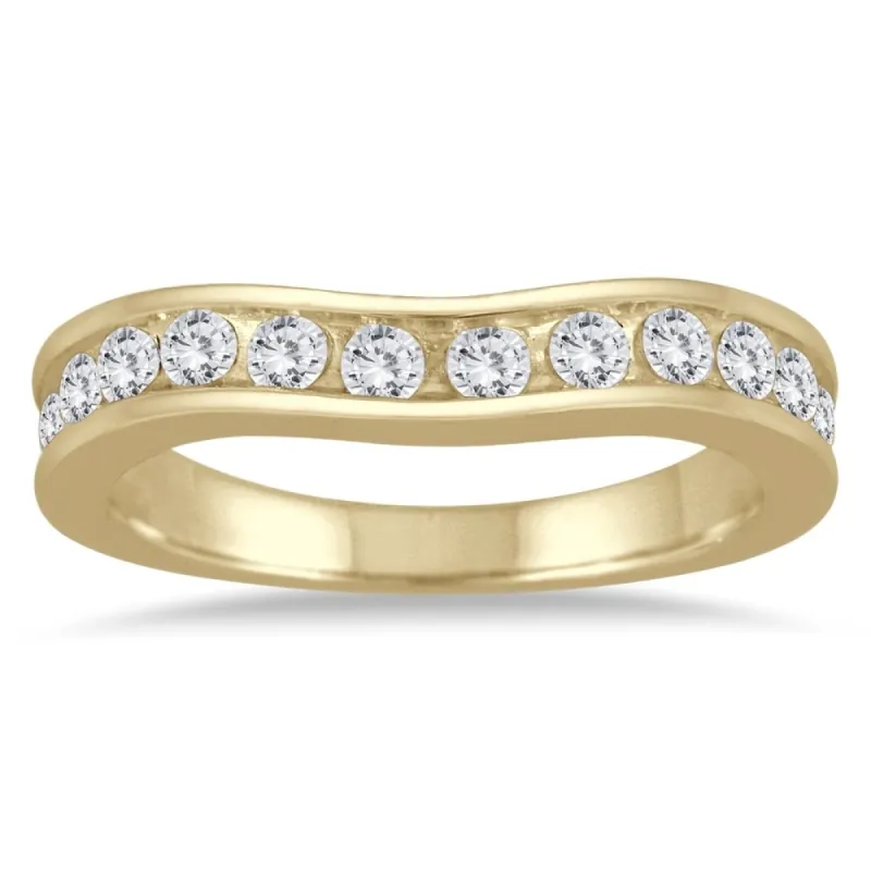 1 Carat TW Diamond Channel Set Curved Band in 14K Yellow Gold sold by Zulily