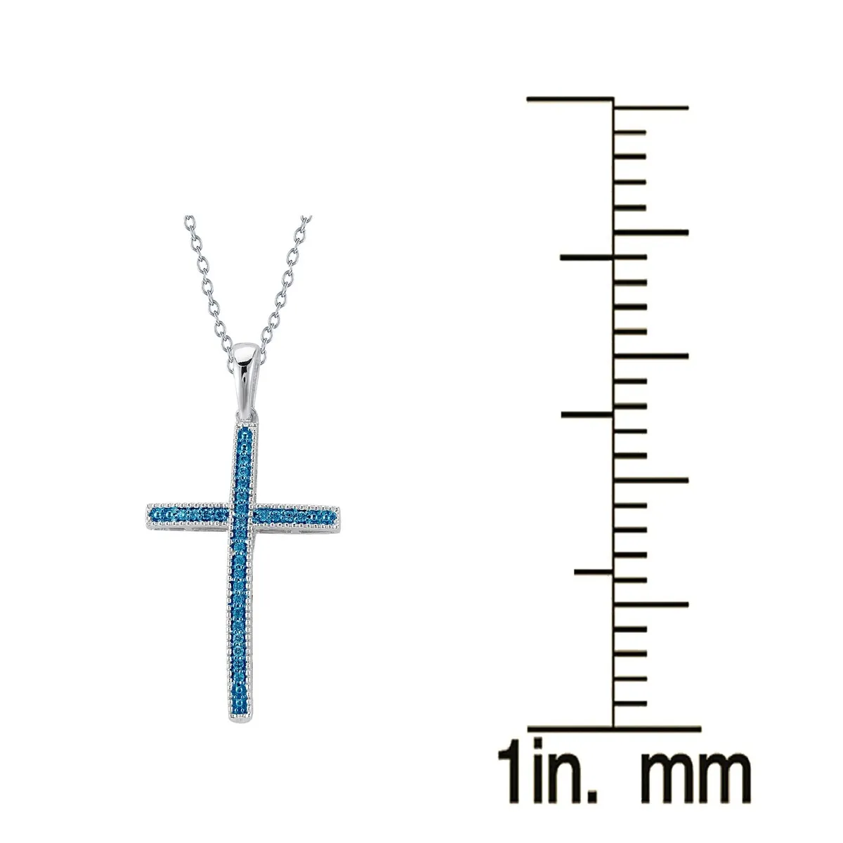 Sterling Silver with Natural Blue Diamond Cross Pendant with 18" Chain sold by Zulily product image thumbnail 3