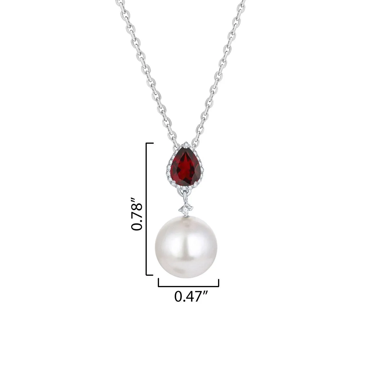 Sterling Silver Shell Pearl, Garnet and White Topaz Drop Pendant Necklace sold by Zulily product image thumbnail 3