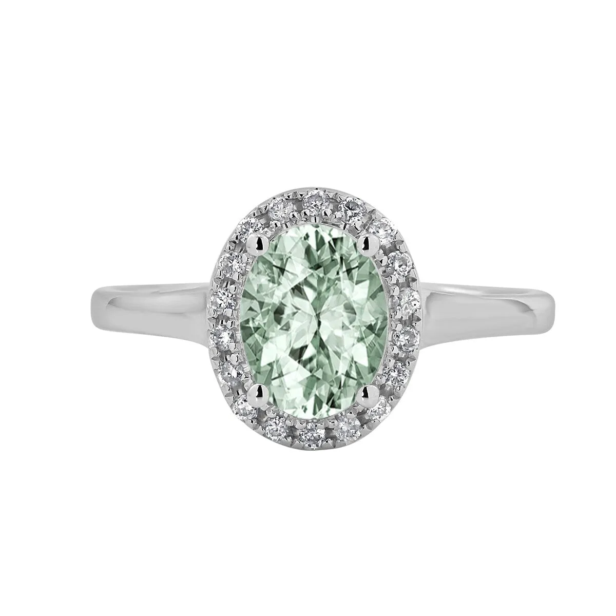 Auriya Classic 5/8ct Oval Green Amethyst and Halo Diamond Engagement Ring 1/8cttw 14k Gold sold by Zulily product image thumbnail 2