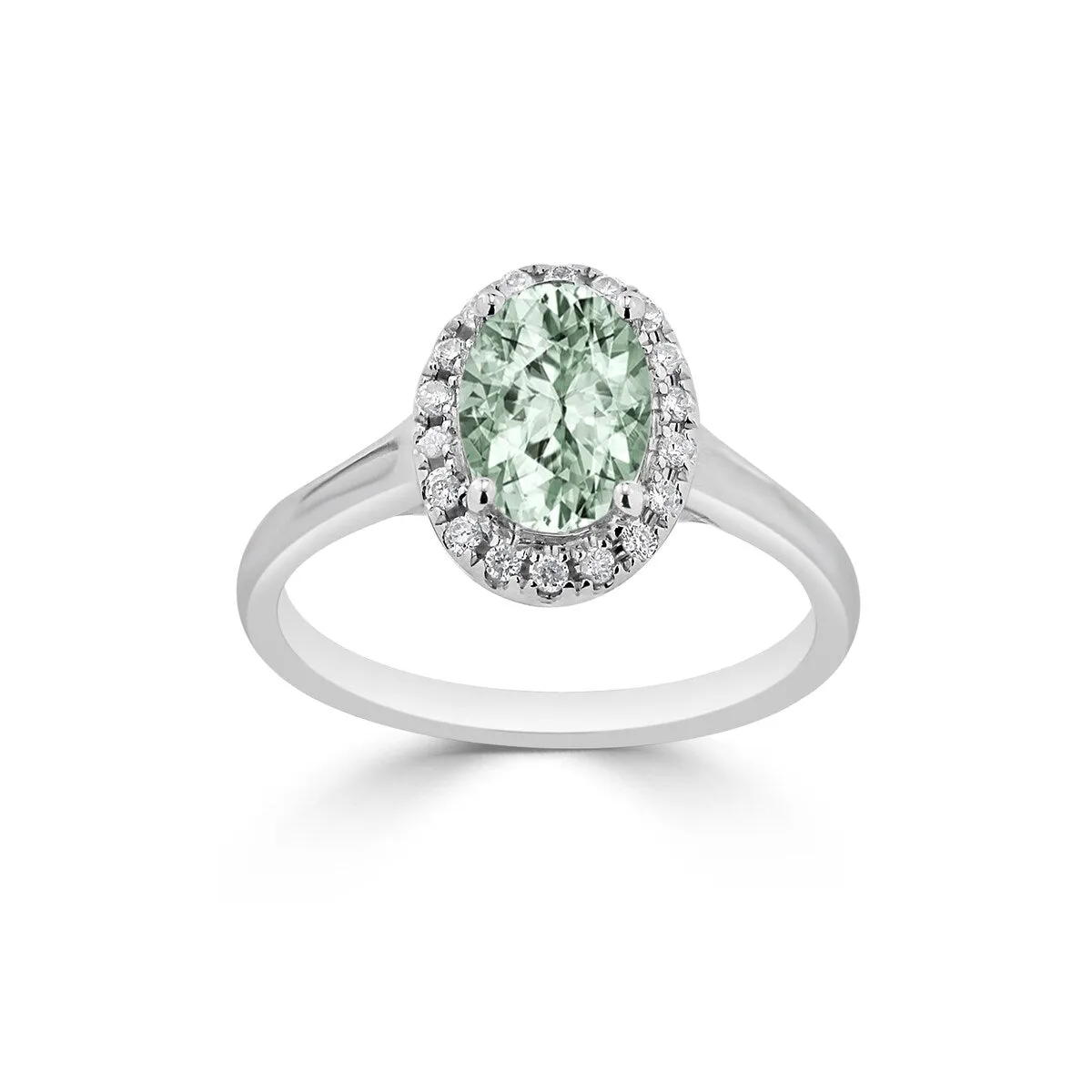 Auriya Classic 5/8ct Oval Green Amethyst and Halo Diamond Engagement Ring 1/8cttw 14k Gold sold by Zulily product image thumbnail 3