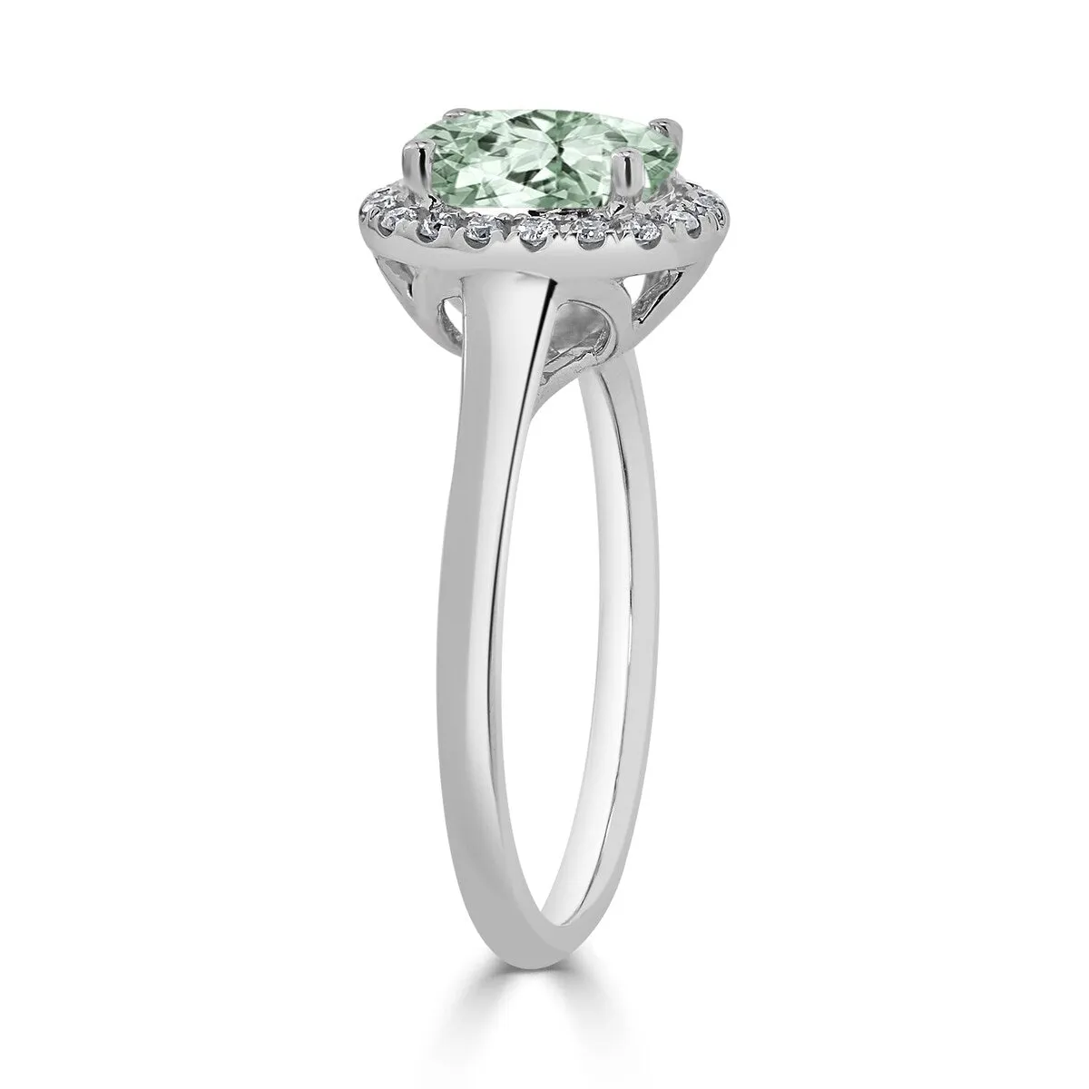 Auriya Classic 5/8ct Oval Green Amethyst and Halo Diamond Engagement Ring 1/8cttw 14k Gold sold by Zulily product image thumbnail 4