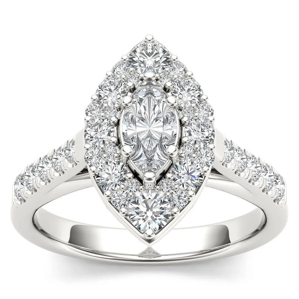 De Couer 14K White Gold 1 1/2ct TDW Marquise Shape Diamond Halo Engagement Ring sold by Zulily