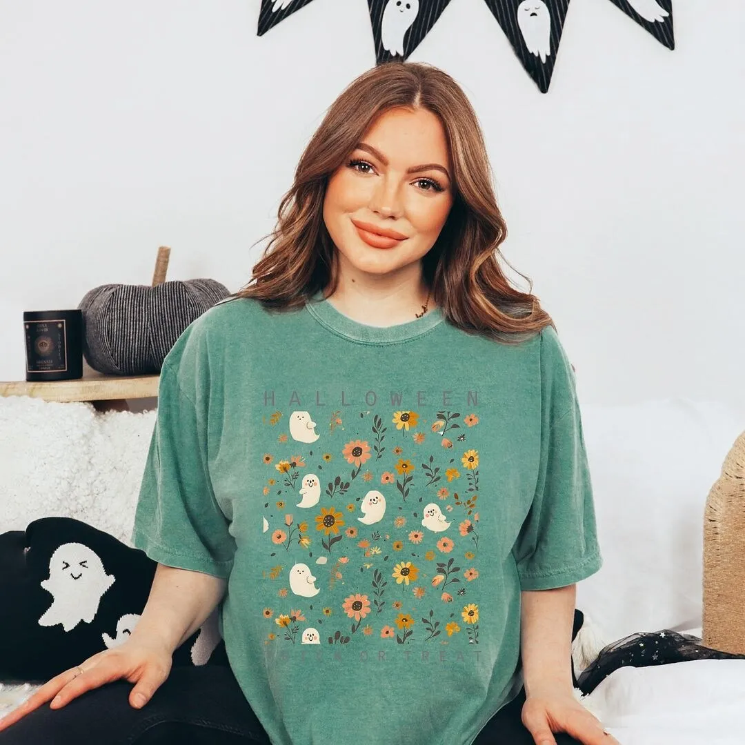 Halloween Floral and Ghost Collage Garment Dyed Tee sold by Zulily product image thumbnail 2