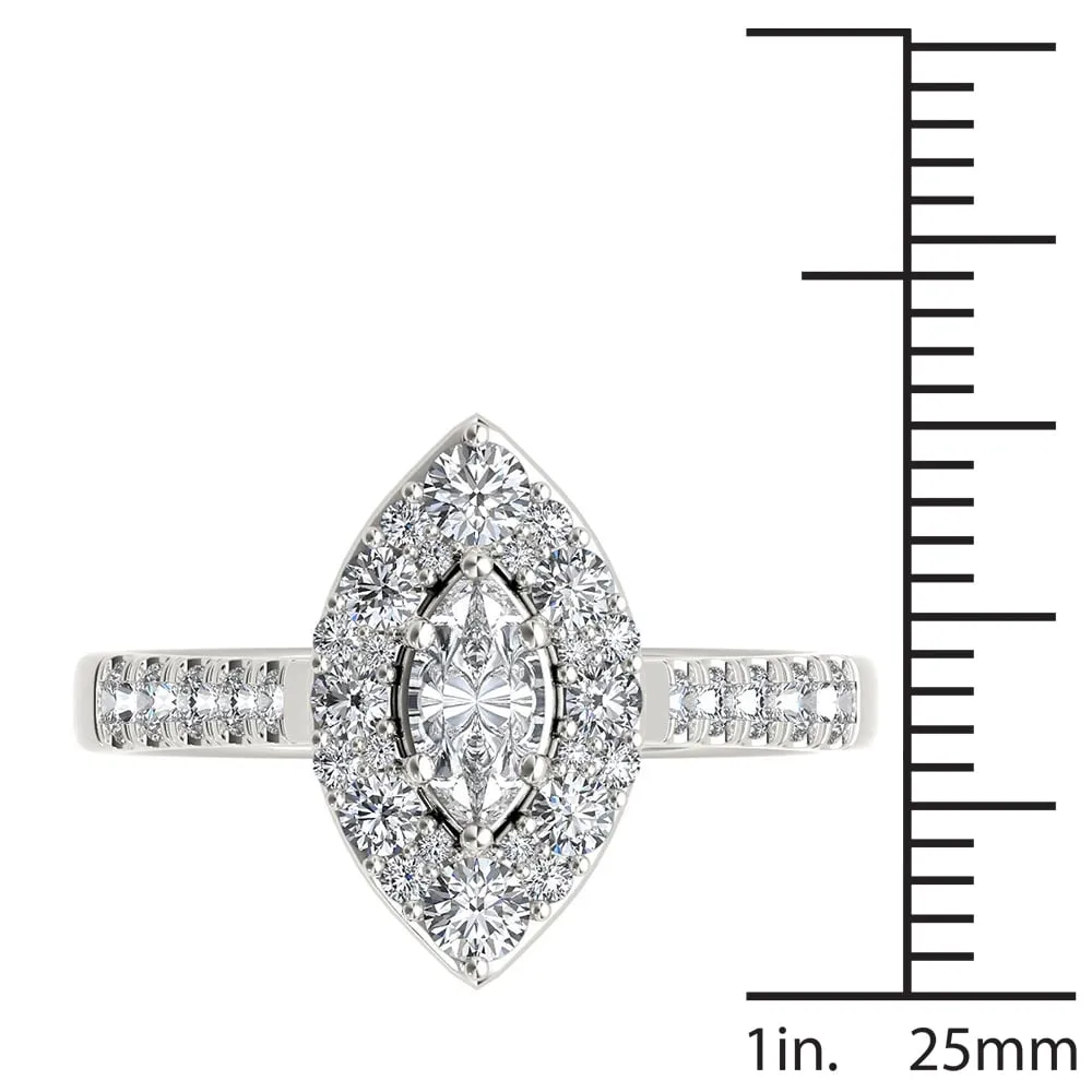 De Couer 14K White Gold 1 1/2ct TDW Marquise Shape Diamond Halo Engagement Ring sold by Zulily product image thumbnail 4