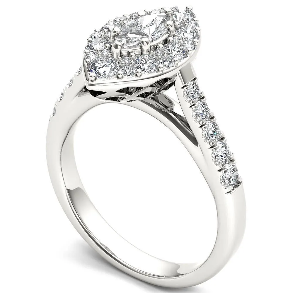 De Couer 14K White Gold 1 1/2ct TDW Marquise Shape Diamond Halo Engagement Ring sold by Zulily product image thumbnail 2