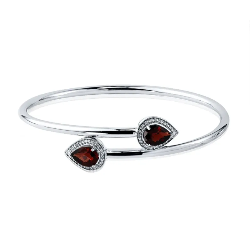 Auriya 2 1/2ct Pear-Shaped Red Garnet Gold over Silver Bangle Bracelet with Diamond Accents sold by Zulily