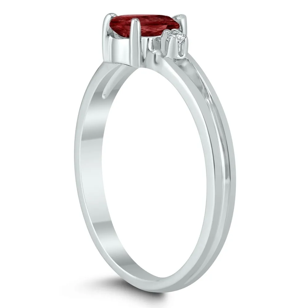 6X4MM Garnet and Diamond Pear Shaped Open Three Stone Ring in 10K White Gold sold by Zulily product image thumbnail 2