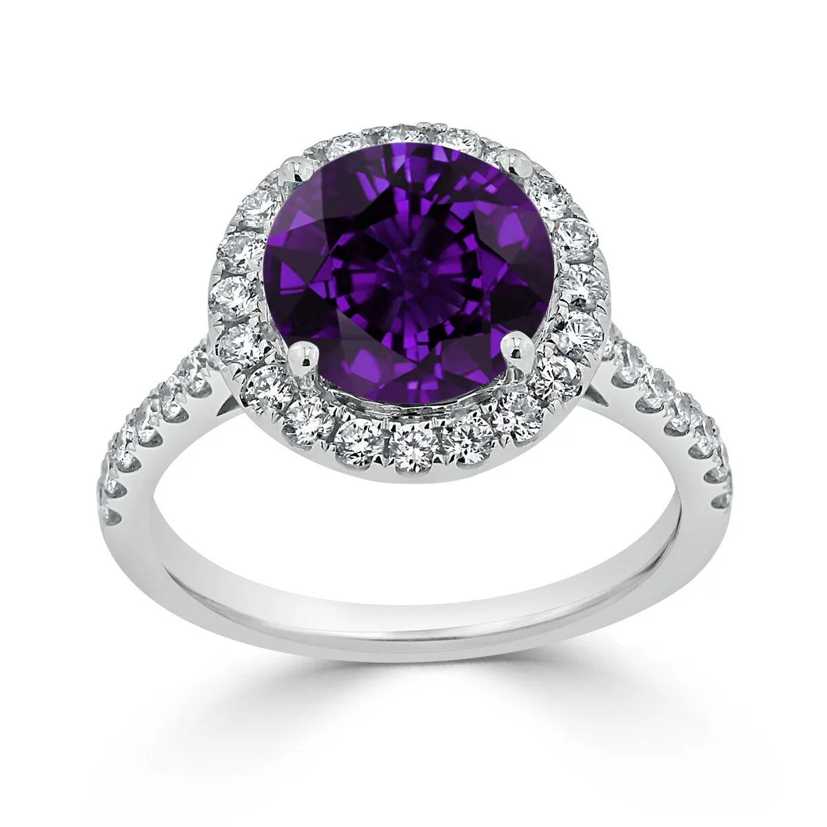 Auriya 2ct Fancy Round Purple Amethyst and Halo Diamond Engagement Ring 5/8ctw 14k Gold sold by Zulily product image thumbnail 3