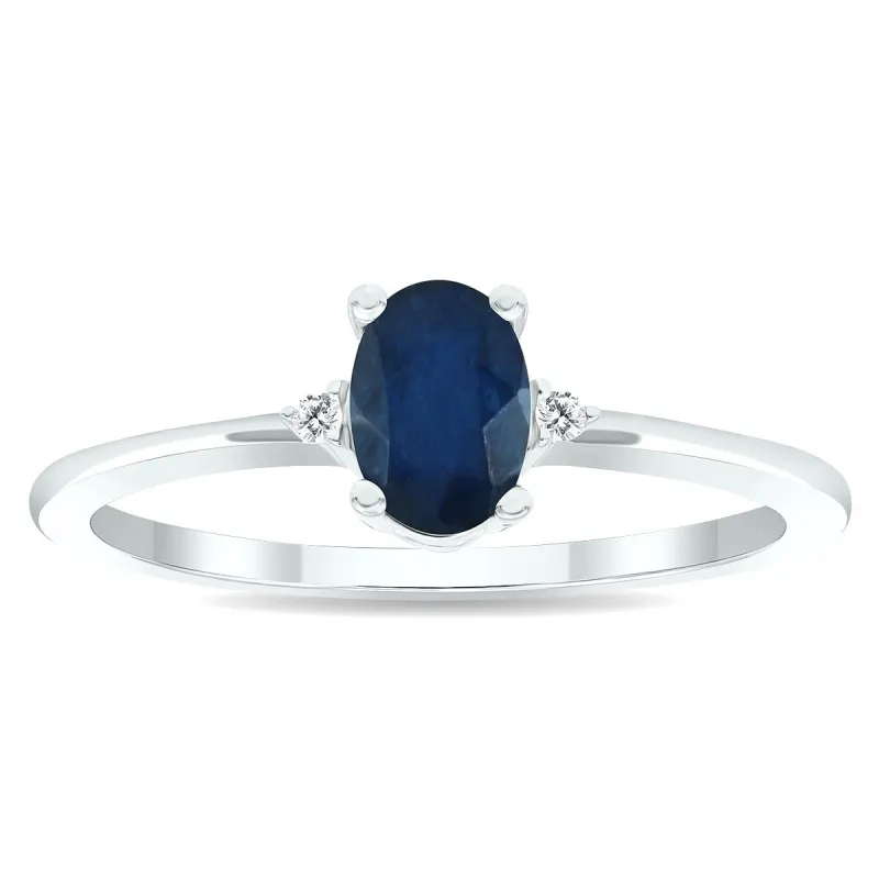 Women's Sapphire and Diamond Classic Band in 10K White Gold sold by Zulily