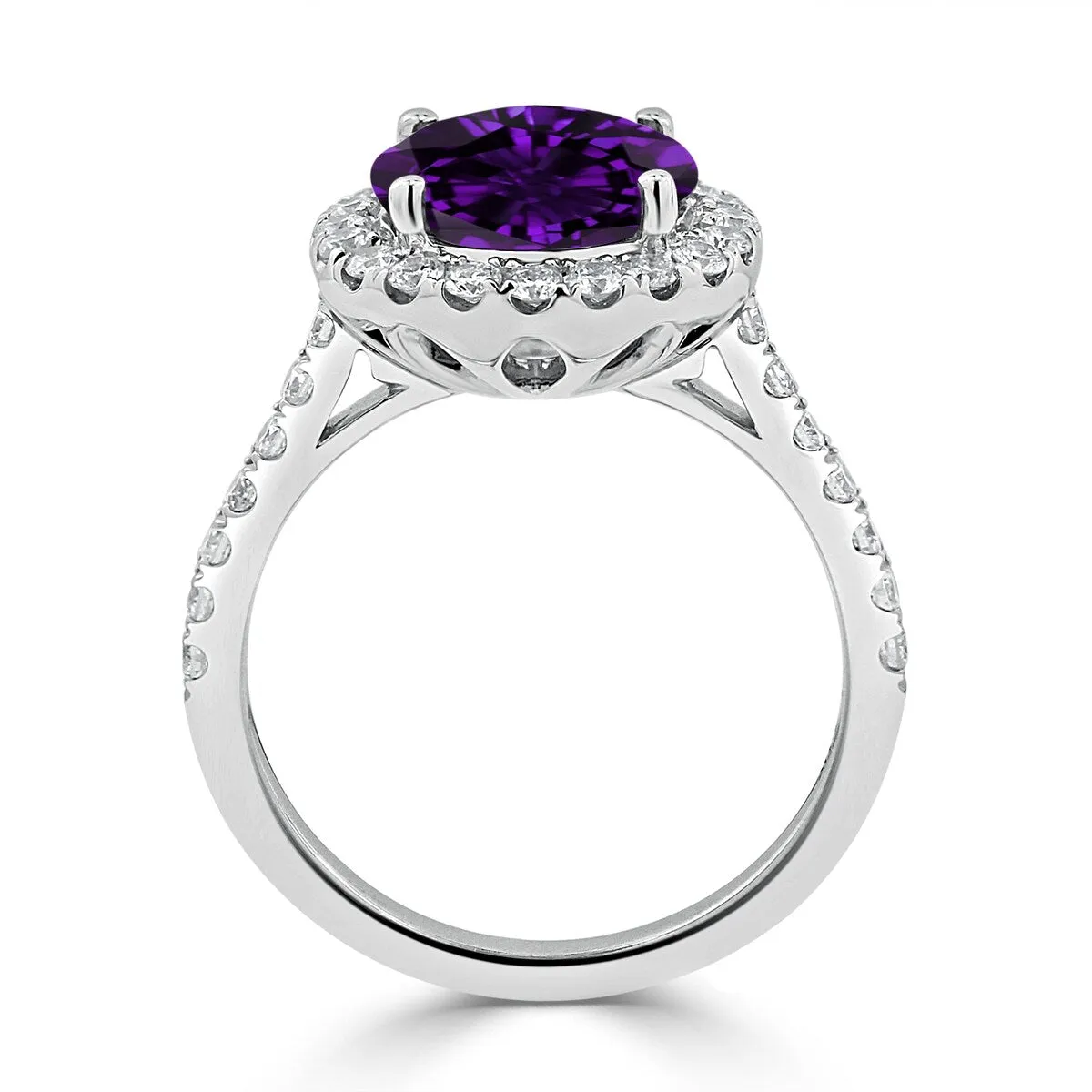 Auriya 2ct Fancy Round Purple Amethyst and Halo Diamond Engagement Ring 5/8ctw 14k Gold sold by Zulily product image thumbnail 5