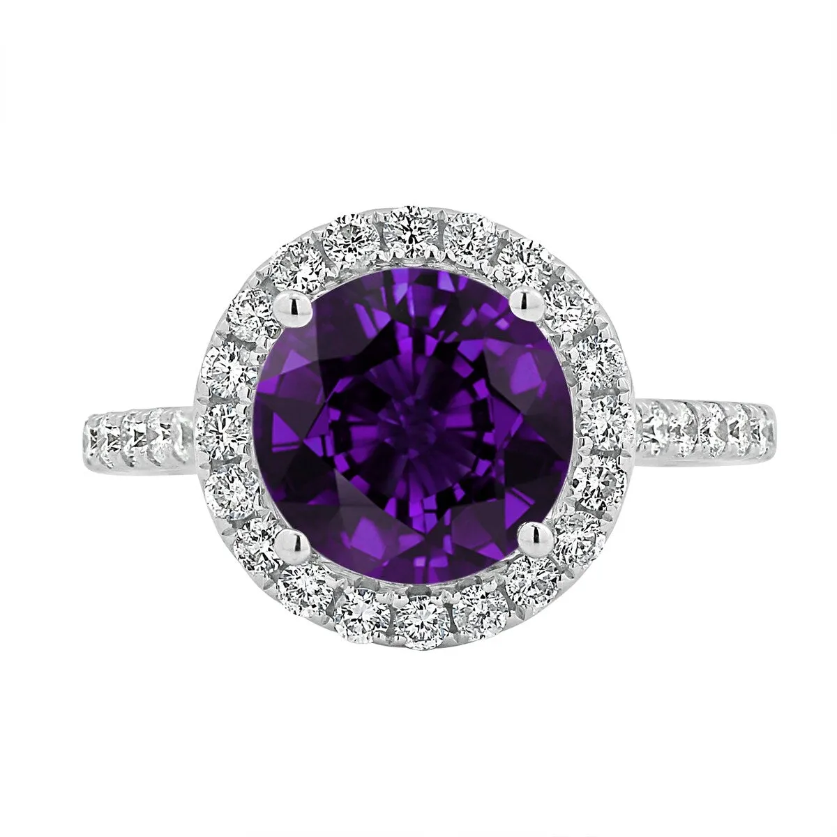Auriya 2ct Fancy Round Purple Amethyst and Halo Diamond Engagement Ring 5/8ctw 14k Gold sold by Zulily product image thumbnail 2