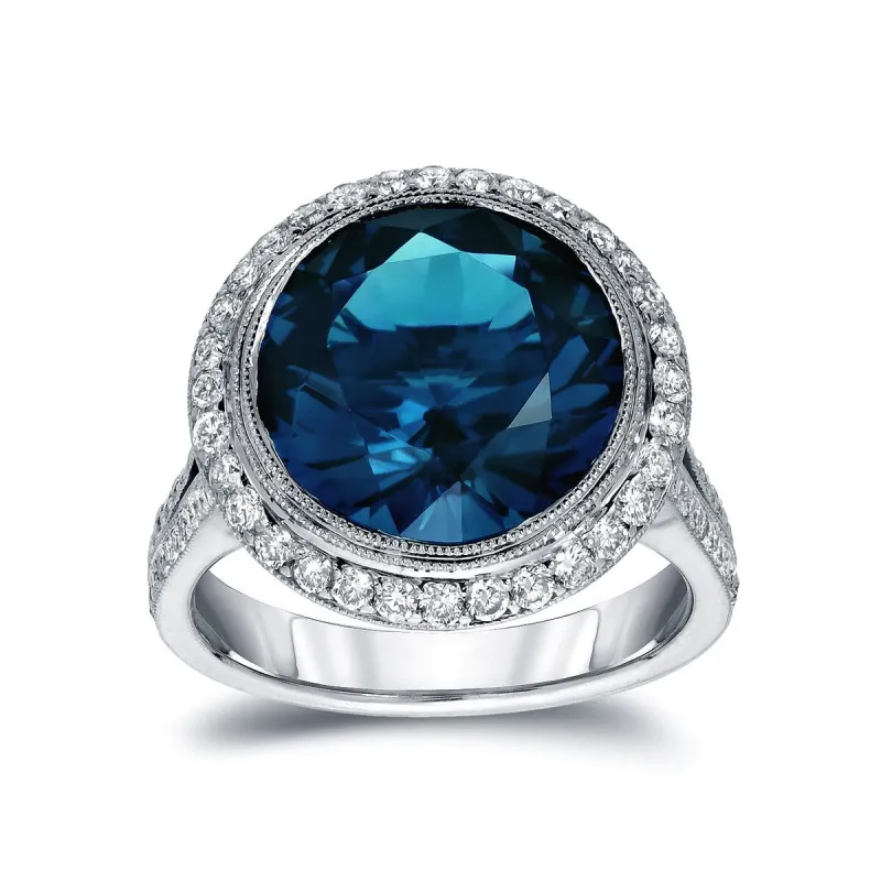 Auriya 14k Gold 6 3/4ctw Halo Blue Diamond Engagement Ring sold by Zulily