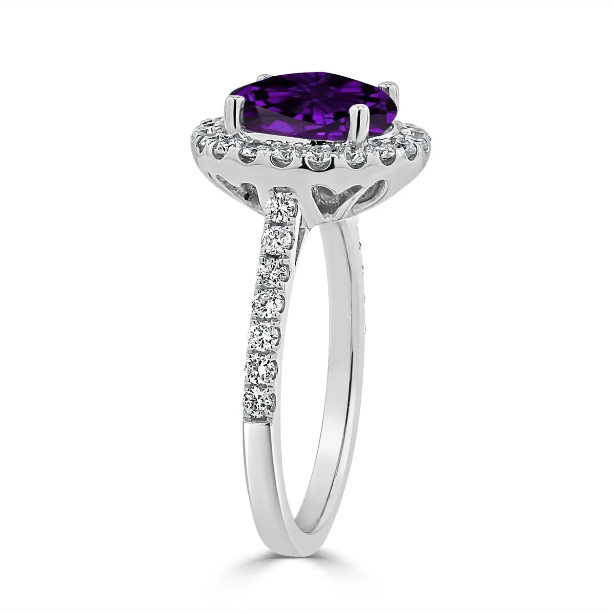 Auriya 2ct Fancy Round Purple Amethyst and Halo Diamond Engagement Ring 5/8ctw 14k Gold sold by Zulily product image thumbnail 4