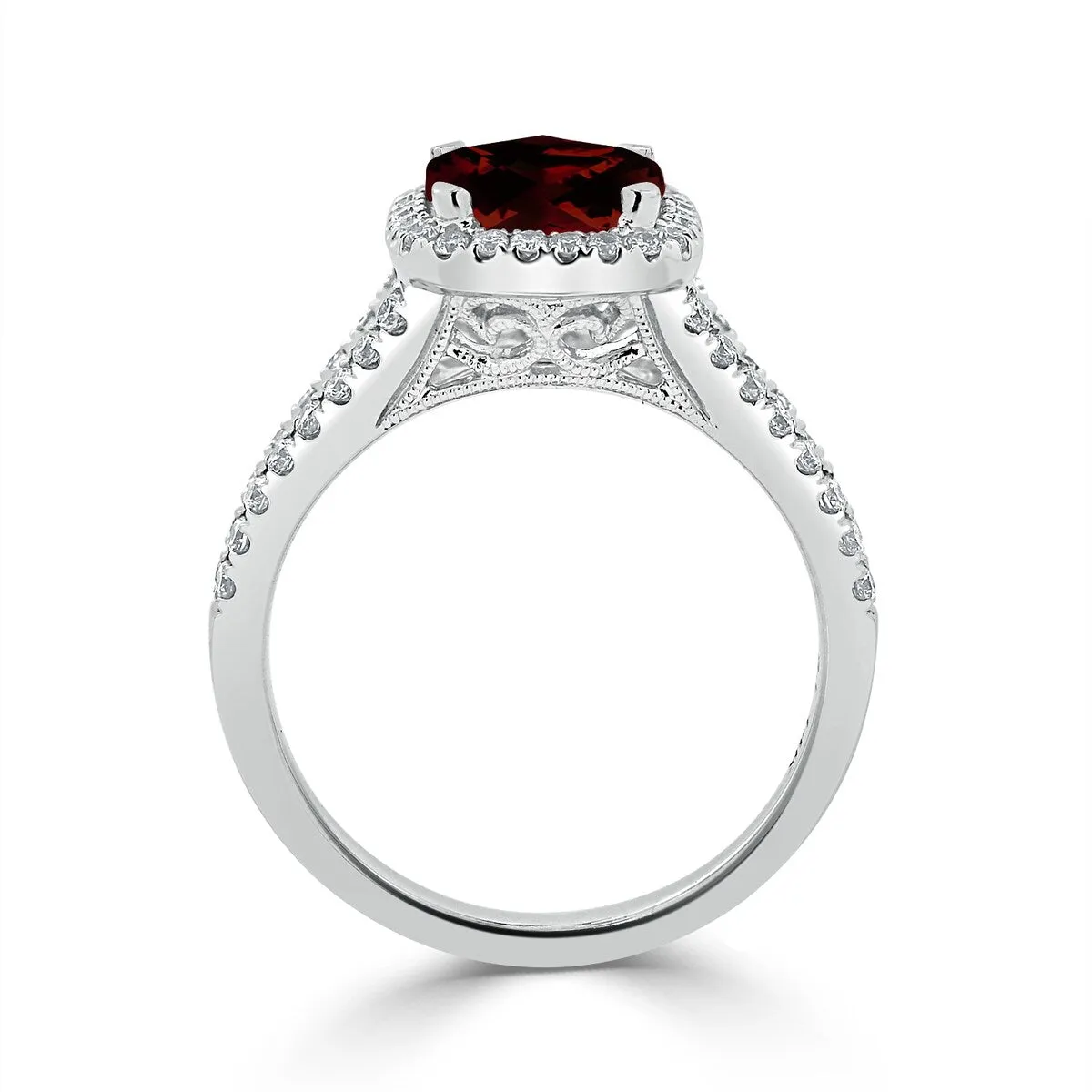 Auriya 1 5/8ct Cushion-cut Garnet and Halo Diamond Engagement Ring 3/8cttw 14K Gold sold by Zulily product image thumbnail 5
