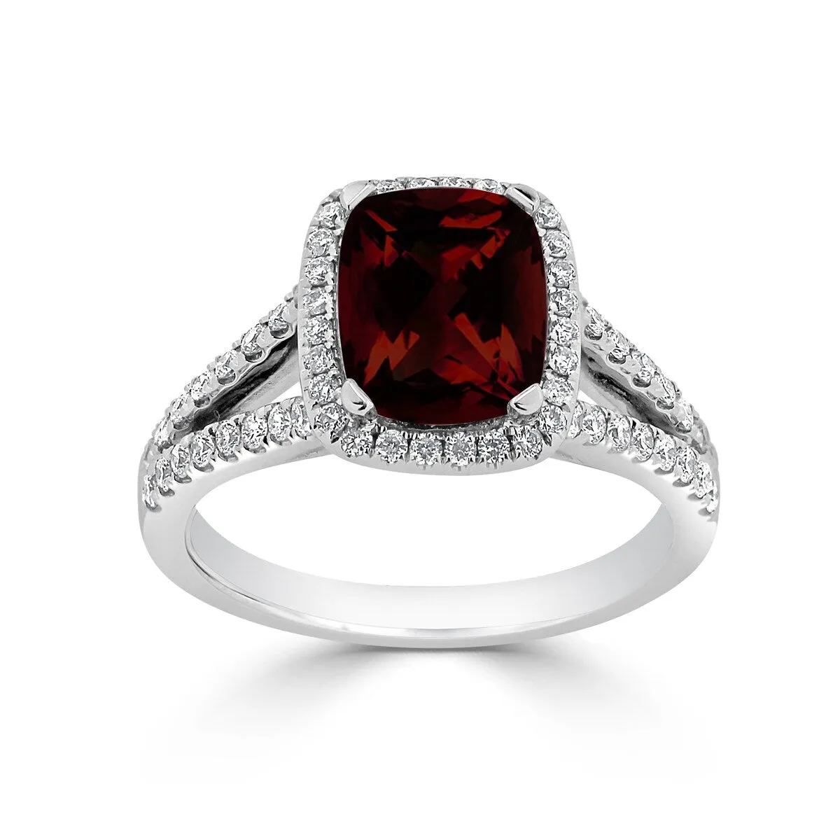Auriya 1 5/8ct Cushion-cut Garnet and Halo Diamond Engagement Ring 3/8cttw 14K Gold sold by Zulily product image thumbnail 3