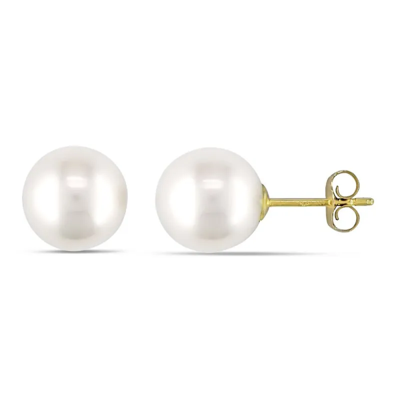 Miadora 10k Yellow Gold White Cultured Freshwater Pearl Stud Earrings (8-8.5 mm) sold by Zulily