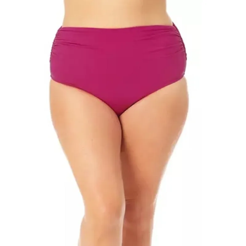 Anne Cole Women's Plus High Waist Bikini Bottoms Swimsuit Red sold by Zulily