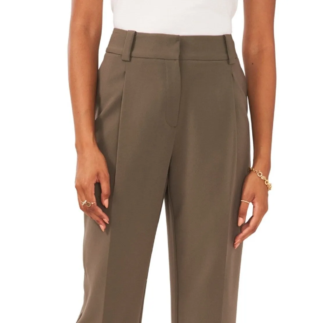 Vince Camuto Women's Pleated Straight Leg Trousers Green Size 4 sold by Zulily product image thumbnail 2