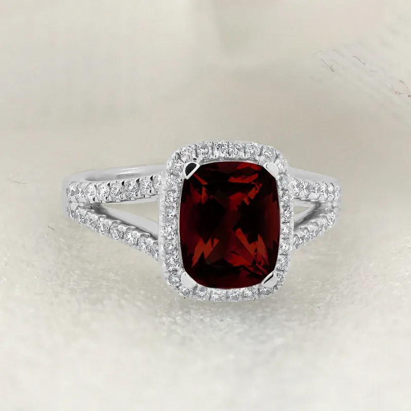 Auriya 1 5/8ct Cushion-cut Garnet and Halo Diamond Engagement Ring 3/8cttw 14K Gold sold by Zulily