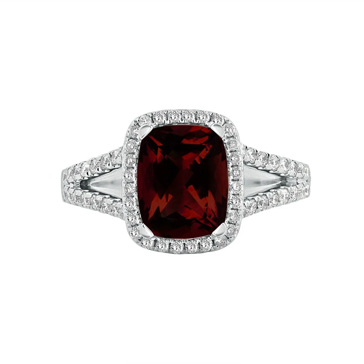 Auriya 1 5/8ct Cushion-cut Garnet and Halo Diamond Engagement Ring 3/8cttw 14K Gold sold by Zulily product image thumbnail 2