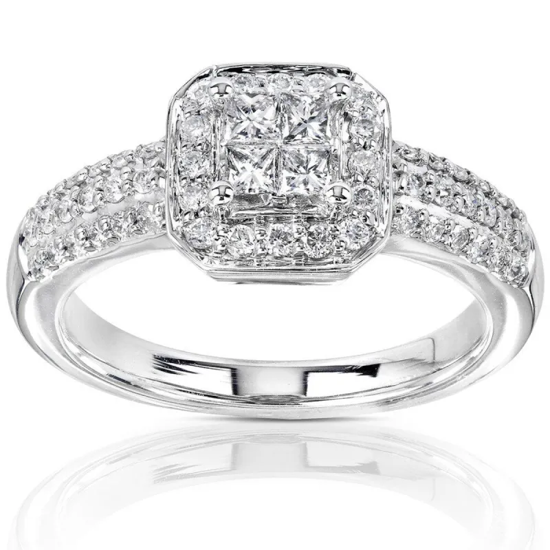 Annello by Kobelli 14k Gold 1/2ct TDW Princess-cut Diamond Invisible Setting Halo Engagement Ring sold by Zulily