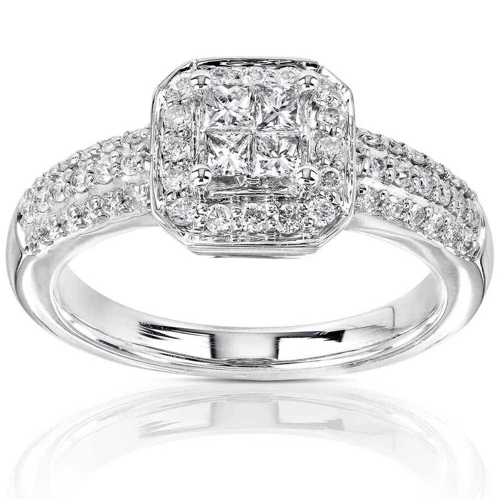 Annello by Kobelli 14k Gold 1/2ct TDW Princess-cut Diamond Invisible Setting Halo Engagement Ring sold by Zulily