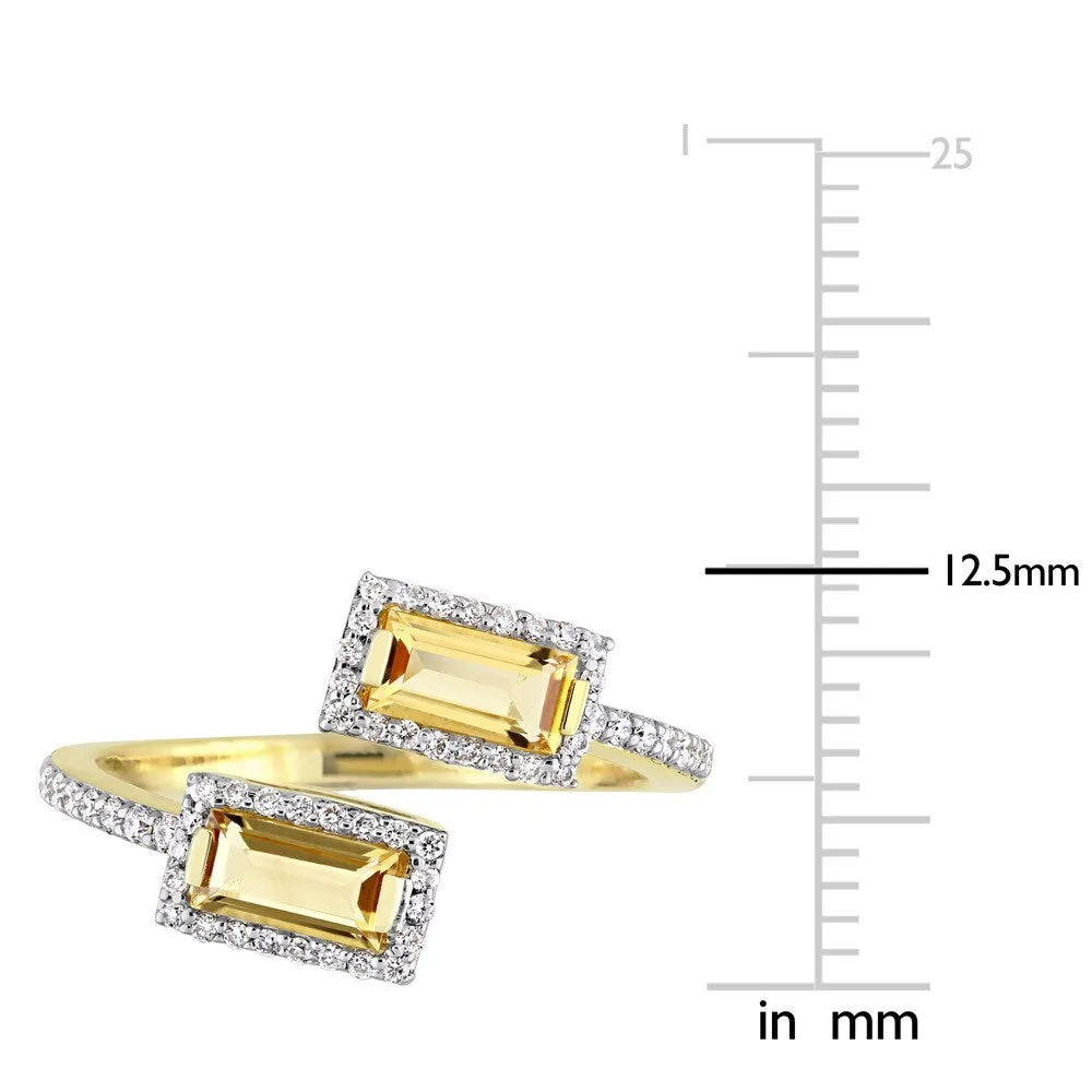 Miadora Signature Collection 14k Yellow Gold Baguette-Cut Citrine and 1/4ct TDW Diamond Halo Bypass sold by Zulily product image thumbnail 4