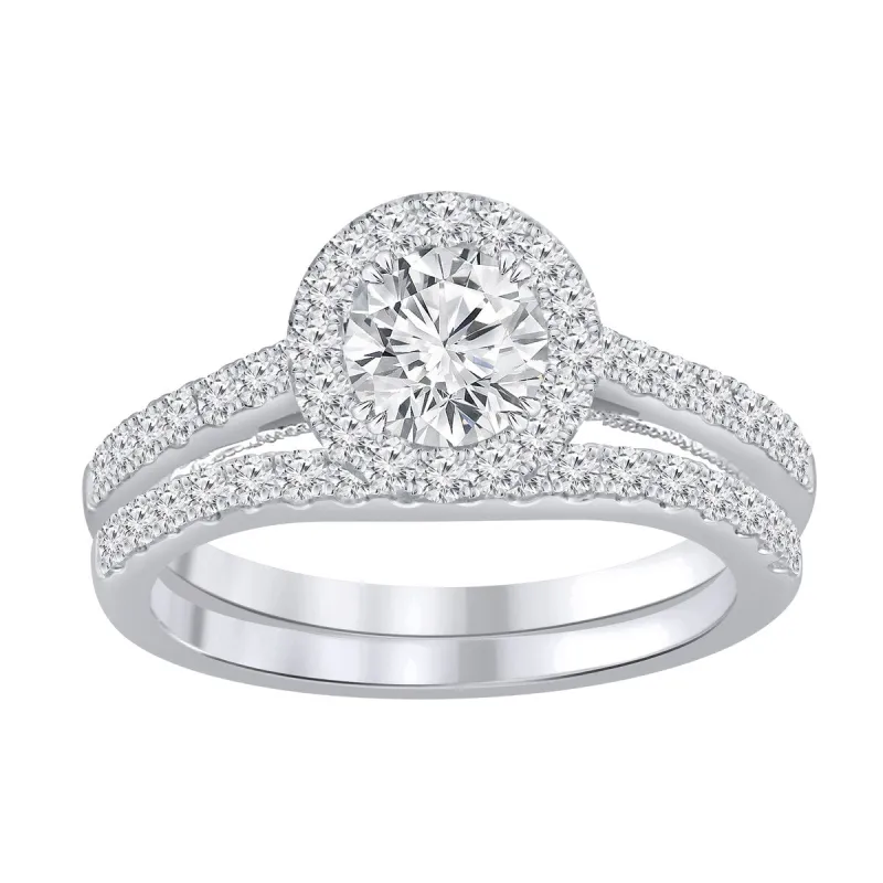 Auriya 1 3/4ctw Round Halo Diamond Engagement Ring Set 14k Gold sold by Zulily