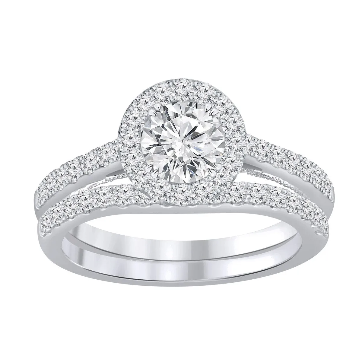 Auriya 1 3/4ctw Round Halo Diamond Engagement Ring Set 14k Gold sold by Zulily