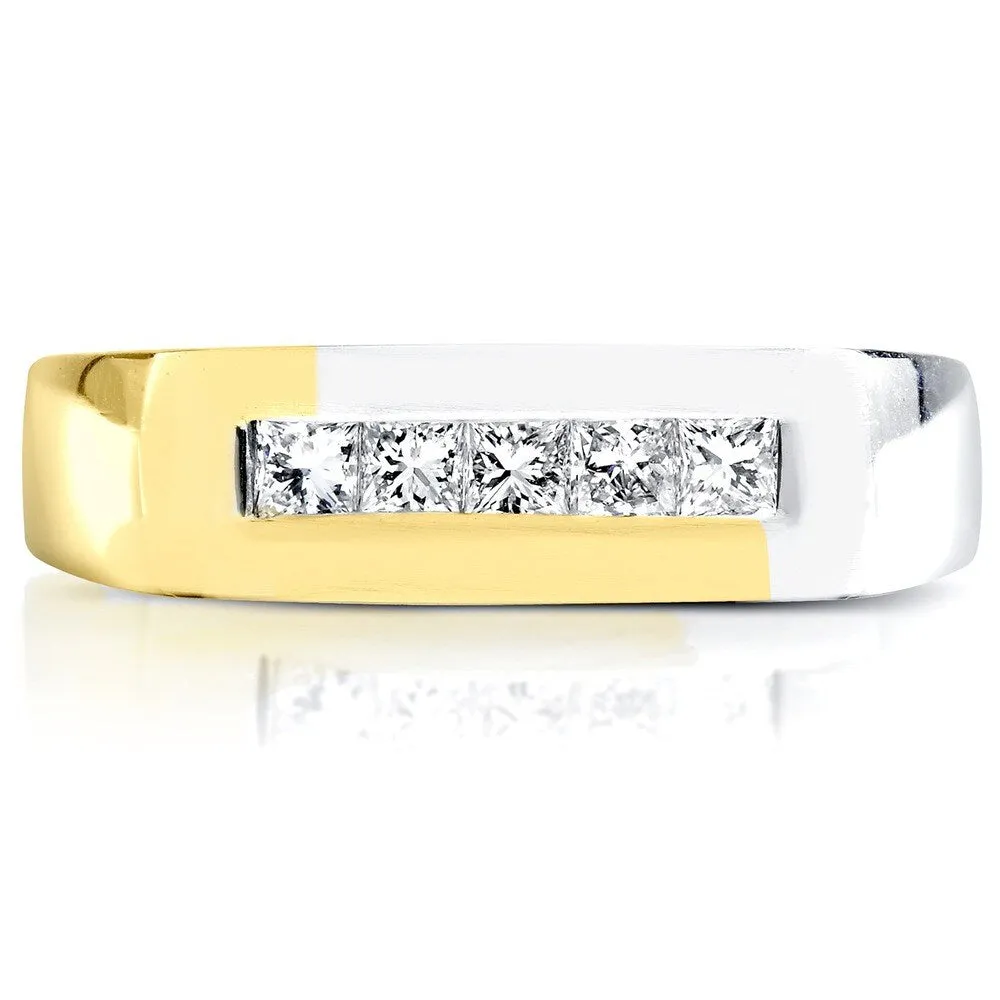 Annello by Kobelli 18k Two-tone Gold 1/2ct TDW Men's Diamond Wedding Band sold by Zulily product image thumbnail 3