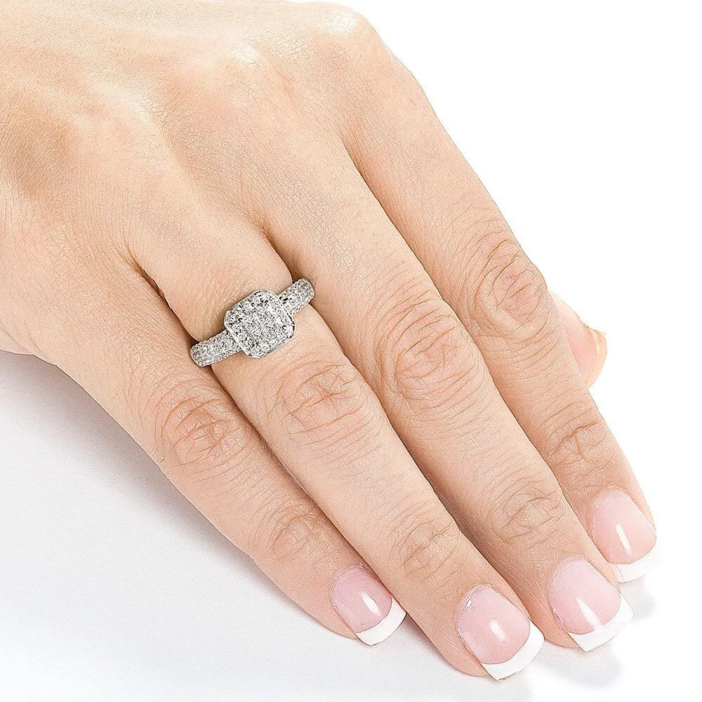 Annello by Kobelli 14k Gold 1/2ct TDW Princess-cut Diamond Invisible Setting Halo Engagement Ring sold by Zulily product image thumbnail 4