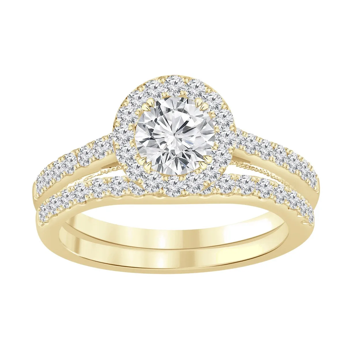 Auriya 1 3/4ctw Round Halo Diamond Engagement Ring Set 14k Gold sold by Zulily product image thumbnail 2