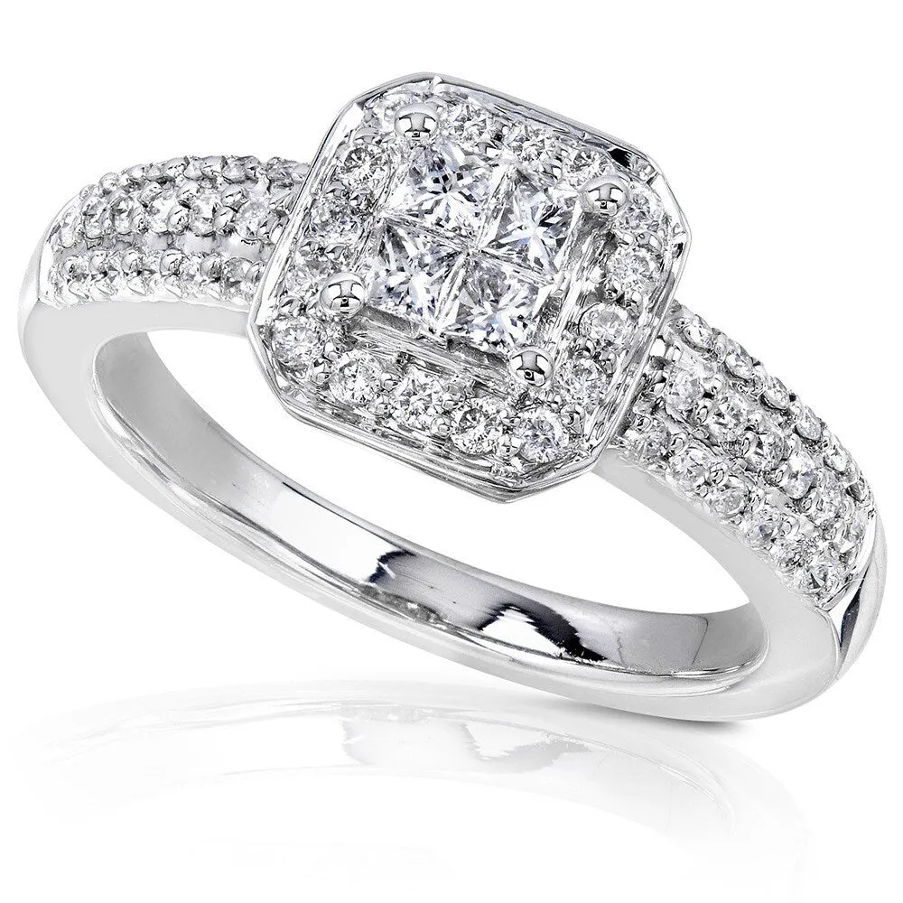 Annello by Kobelli 14k Gold 1/2ct TDW Princess-cut Diamond Invisible Setting Halo Engagement Ring sold by Zulily product image thumbnail 2