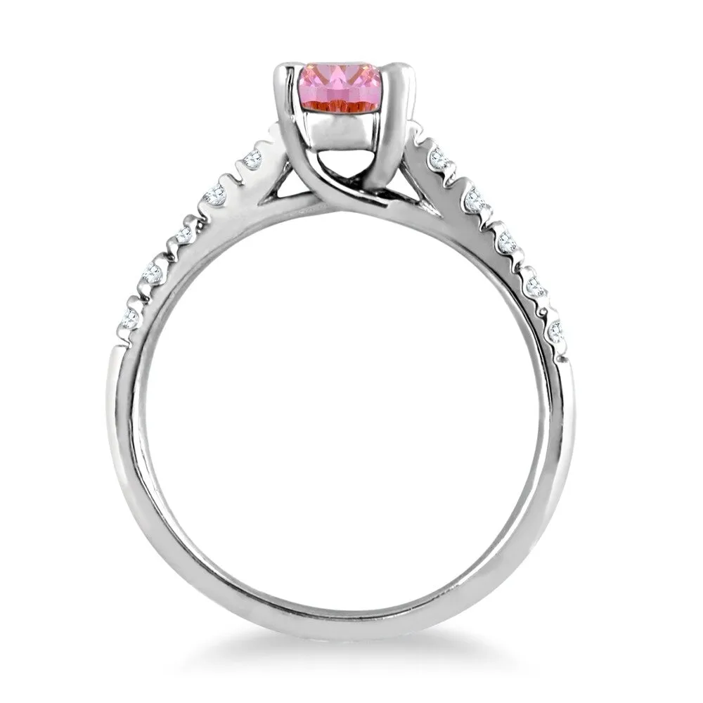 1 Carat Oval Pink Topaz and Diamond Ring in 14K White Gold sold by Zulily product image thumbnail 3