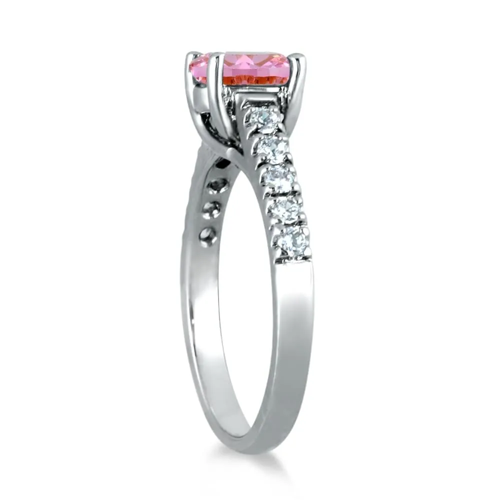 1 Carat Oval Pink Topaz and Diamond Ring in 14K White Gold sold by Zulily product image thumbnail 2