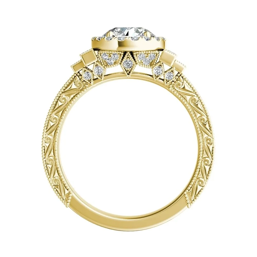 Auriya 14K Deco Vintage 1/2ct Moissanite Engagement Ring with 9/10ctw Halo Diamond sold by Zulily product image thumbnail 5