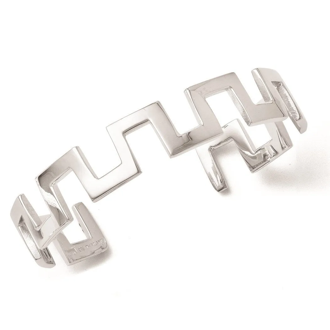Curata 925 Sterling Silver 13.5mm Polished Geometric Adjustable Cuff Stackable Bangle Bracelet sold by Zulily