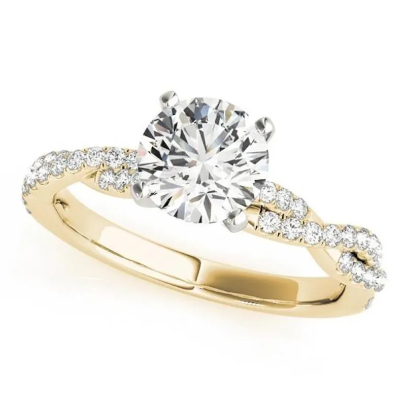 Auriya 14k Gold Twisted Round 3ct Moissanite and 1/5ctw Diamond Engagement Ring sold by Zulily