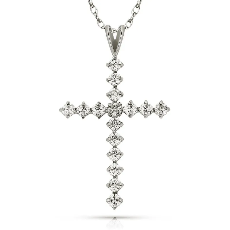 Curata 14k Gold 18" Round Cubic Zirconia Tailored Cross Pendant Necklace sold by Zulily