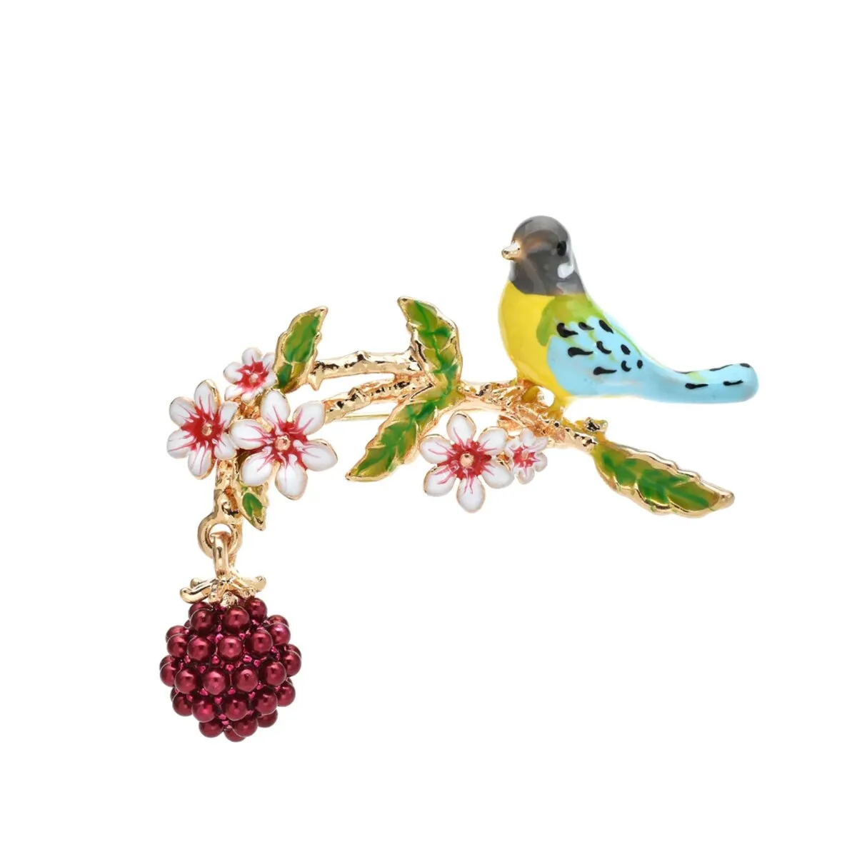 Don't AsK Crystal & Goldtone Bird On Berry Branch Brooch sold by Zulily