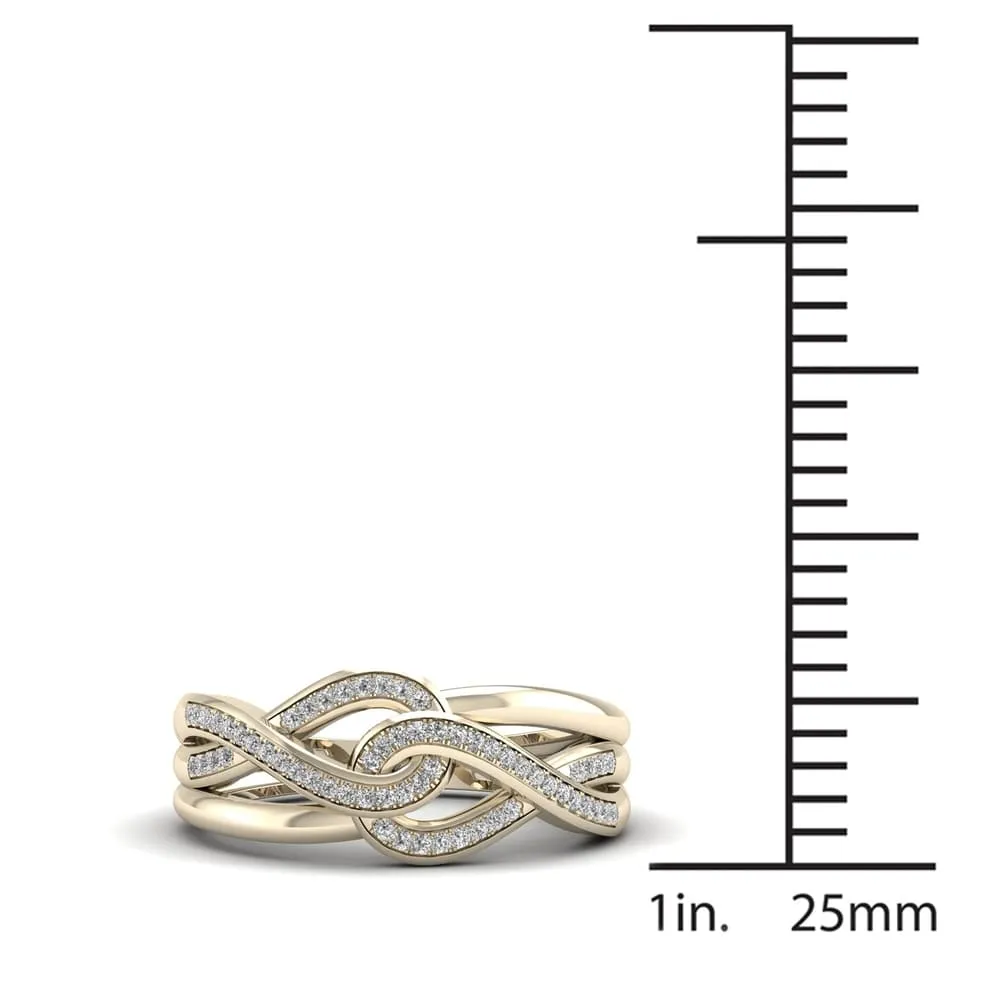 De Couer 10k Yellow Gold 1/6ct TDW Diamond Infinity Braided Ring sold by Zulily product image thumbnail 4