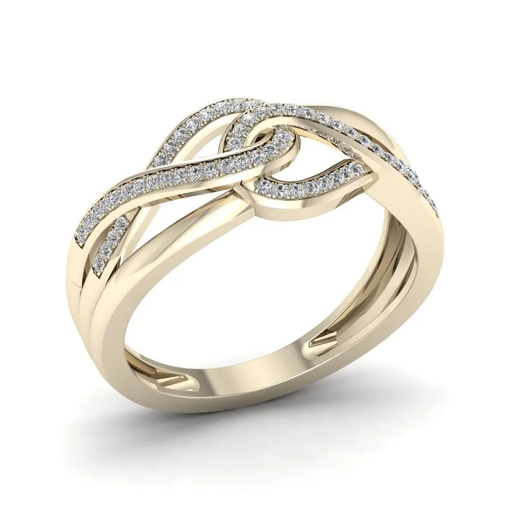De Couer 10k Yellow Gold 1/6ct TDW Diamond Infinity Braided Ring sold by Zulily product image thumbnail 2