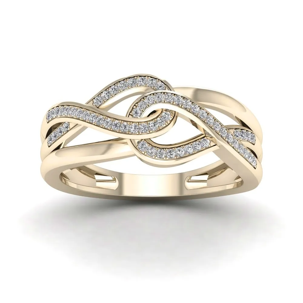 De Couer 10k Yellow Gold 1/6ct TDW Diamond Infinity Braided Ring sold by Zulily