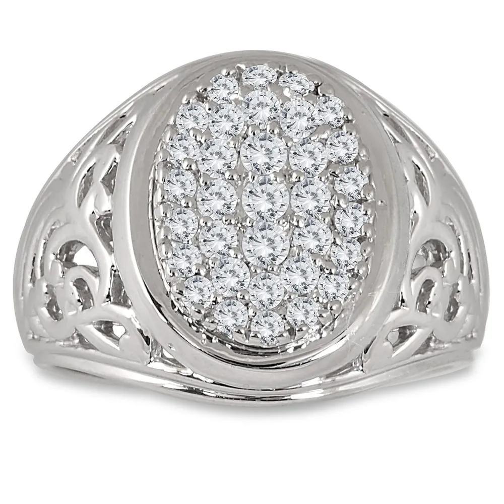1 Carat TW Engraved Men's Diamond Ring in 10K White Gold sold by Zulily