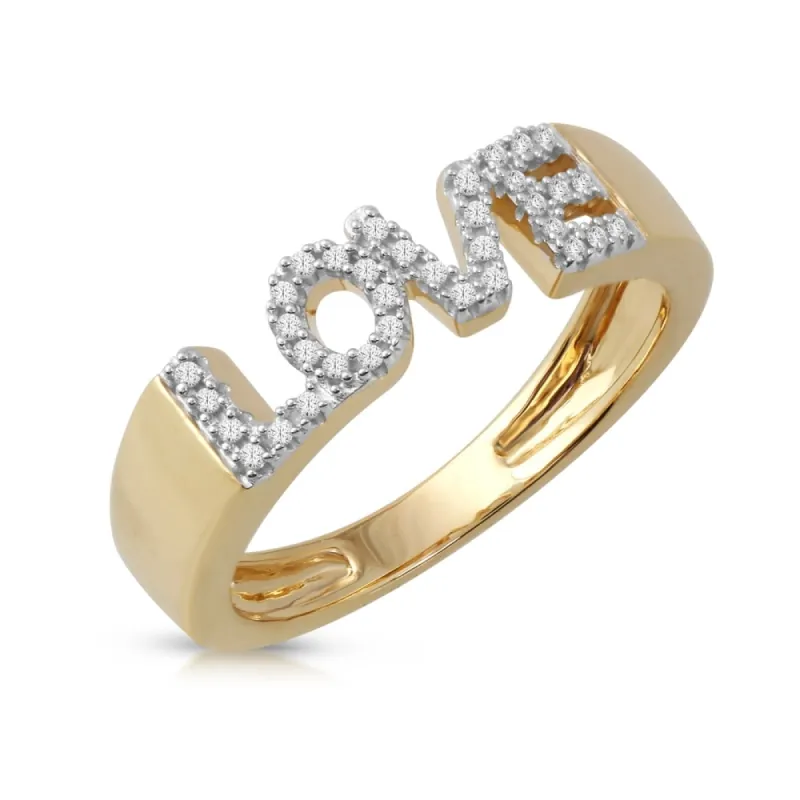 De Couer 10k Gold 1/8ct TDW Diamond Love Ring sold by Zulily